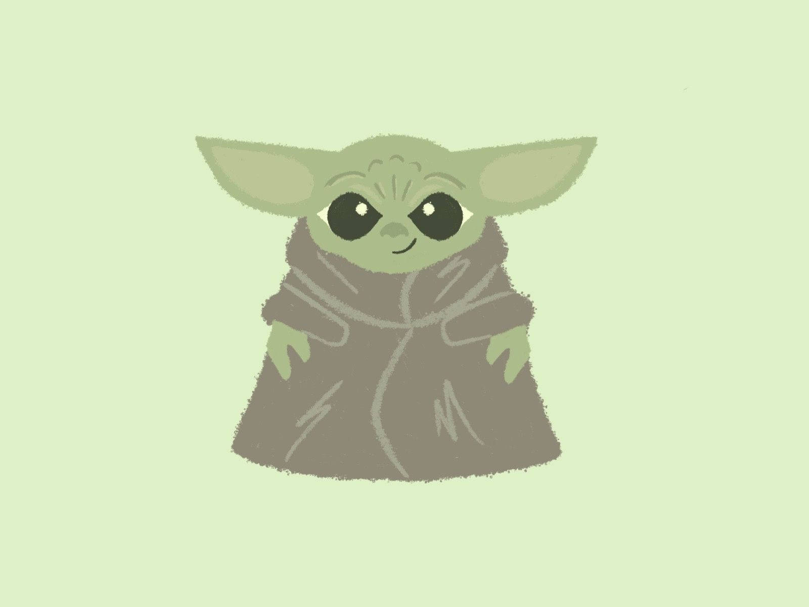 Adorable Baby Yoda 2d Art Background