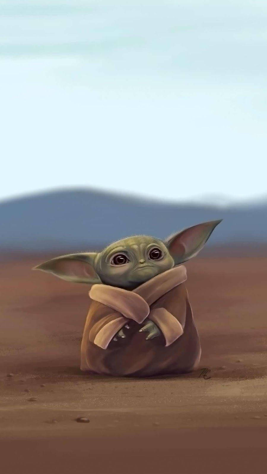Adorable Baby Yoda Art Background