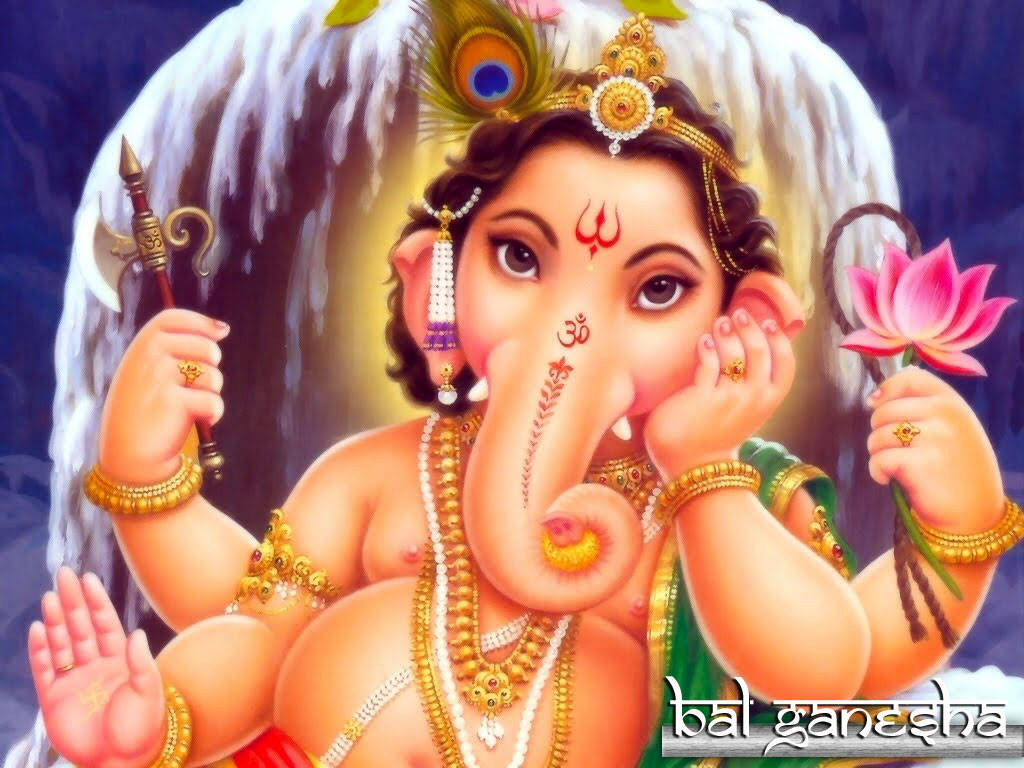 Adorable Bal Ganesh With Hands On Cheek Background