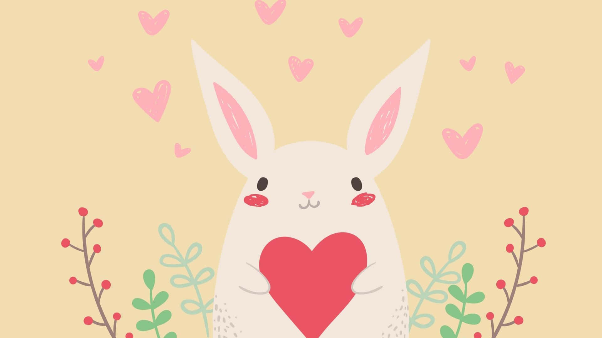 Adorable Bunny With Heart Illustration