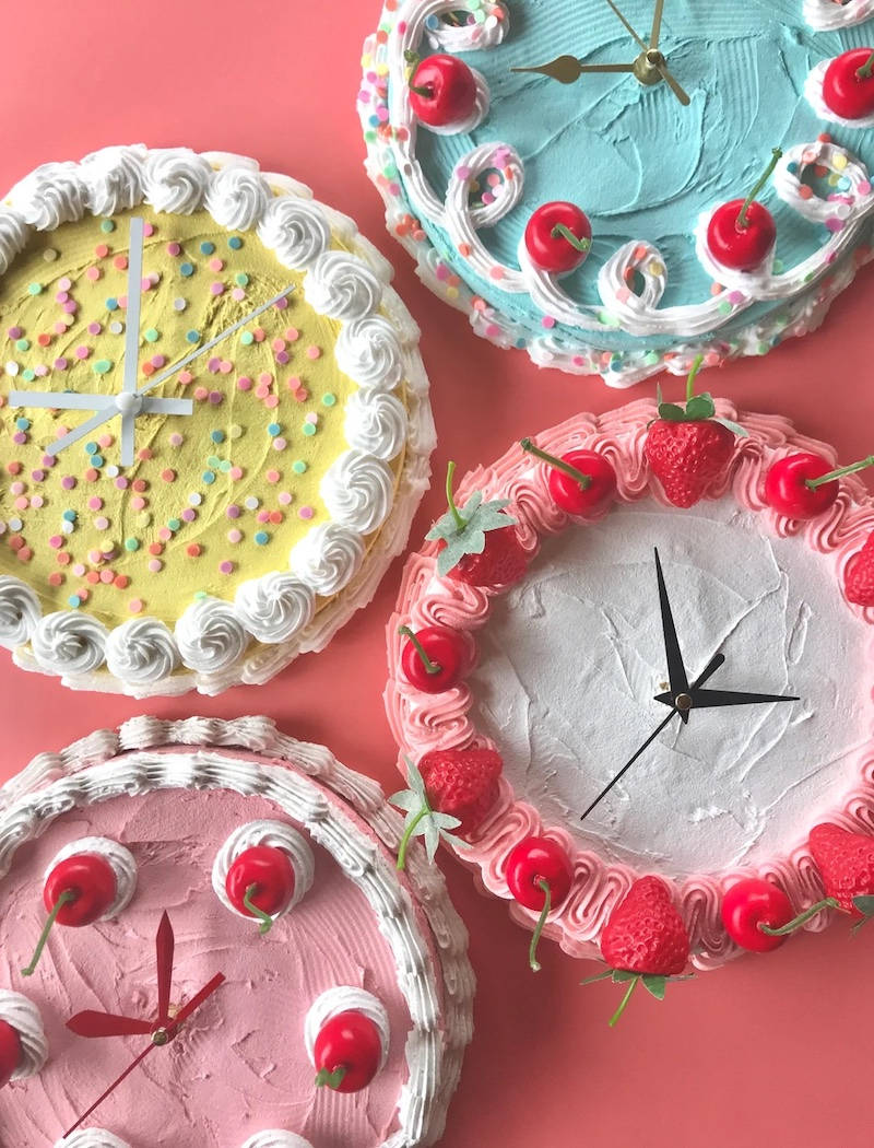 Adorable Cake Style Clocks Background