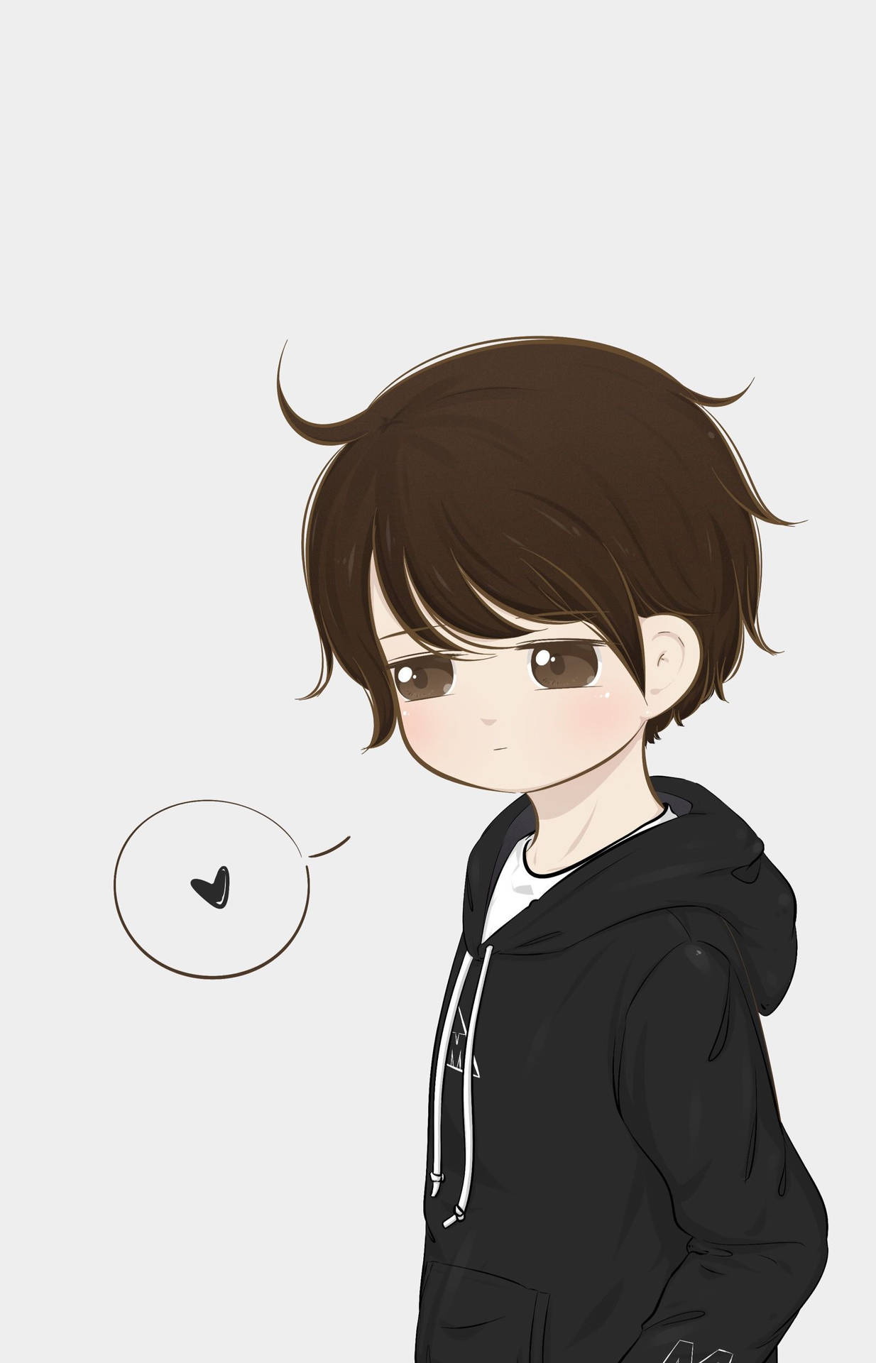 Adorable Cartoon Boy Character Wearing A Stylish Black Hoodie Background
