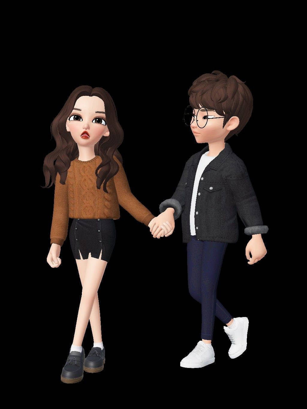Adorable Cartoon Boy In Zepeto Couple Holding Hands