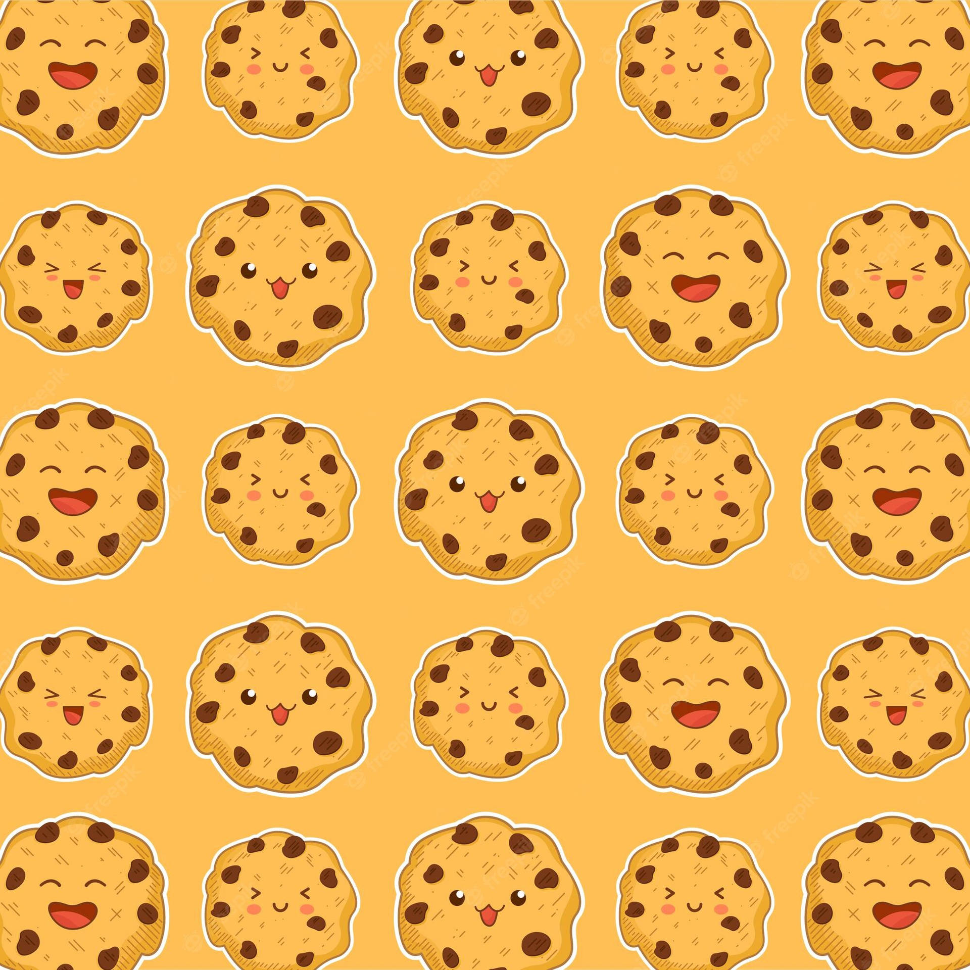 Adorable Cartoon Cookie Faces Background