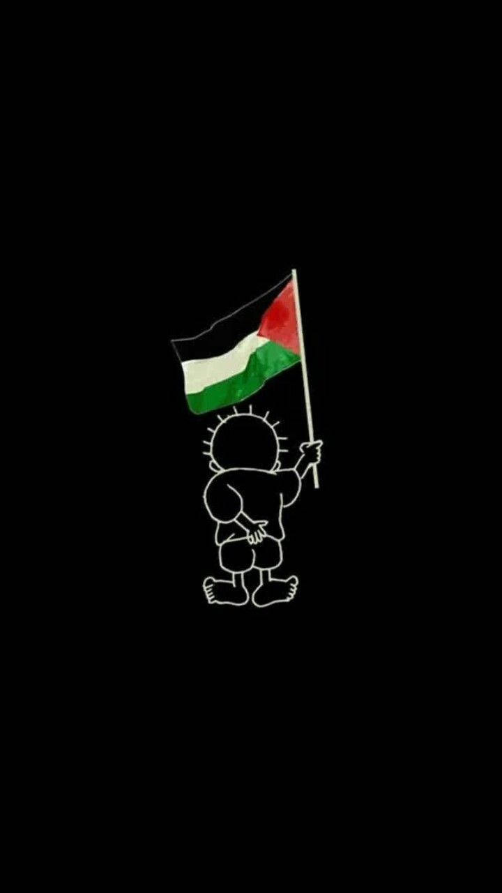 Adorable Cartoon Depiction Of Palestine Flag Background