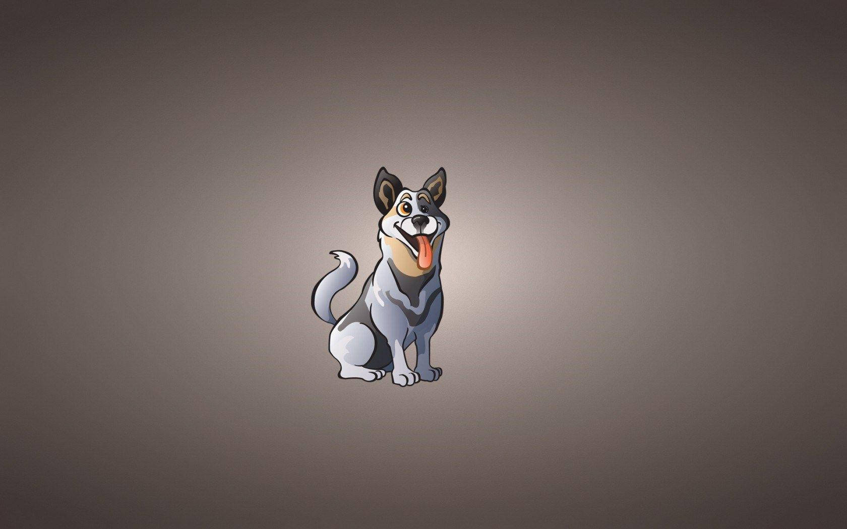 Adorable Cartoon Siberian Husky Dog Background