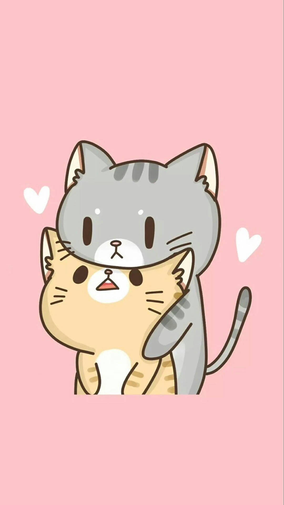 Adorable Cat Couple On Kawaii Ipad Background