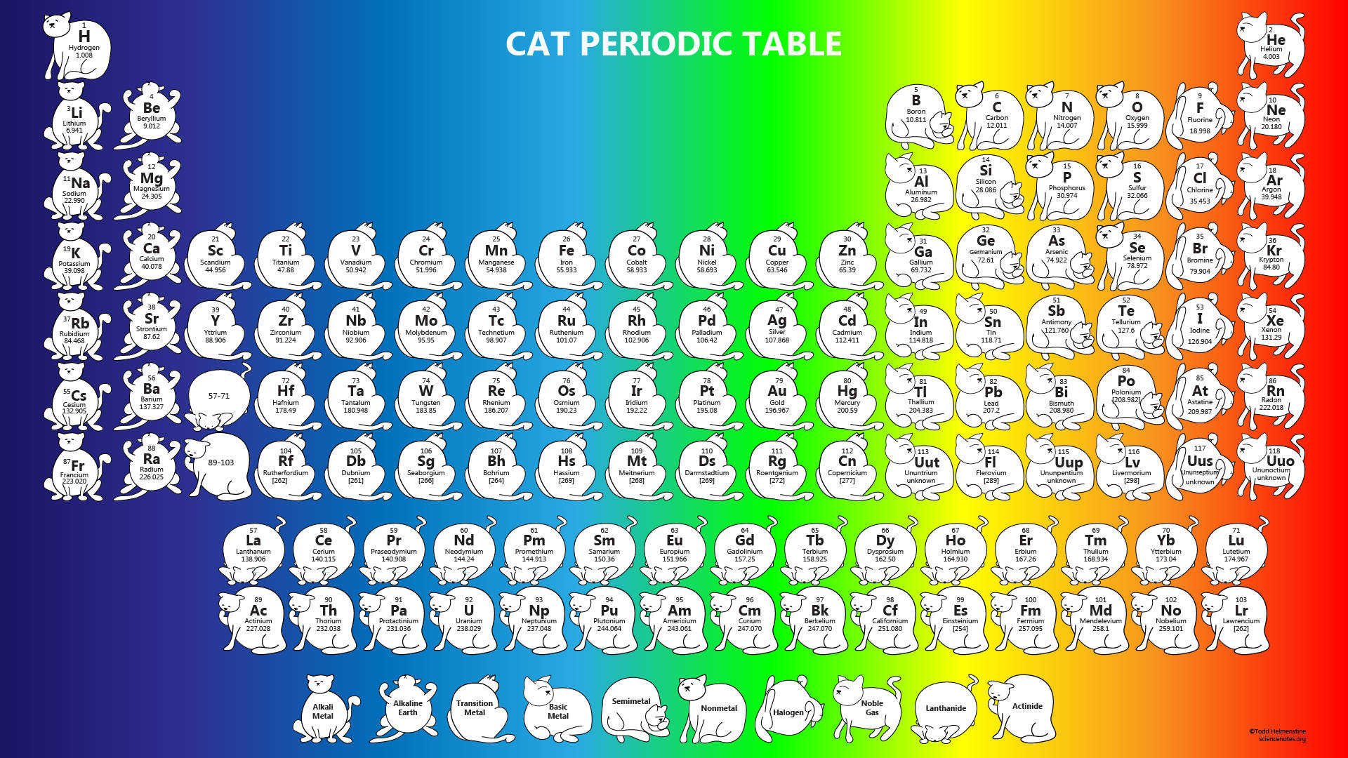 Adorable Cats Periodic Table Background