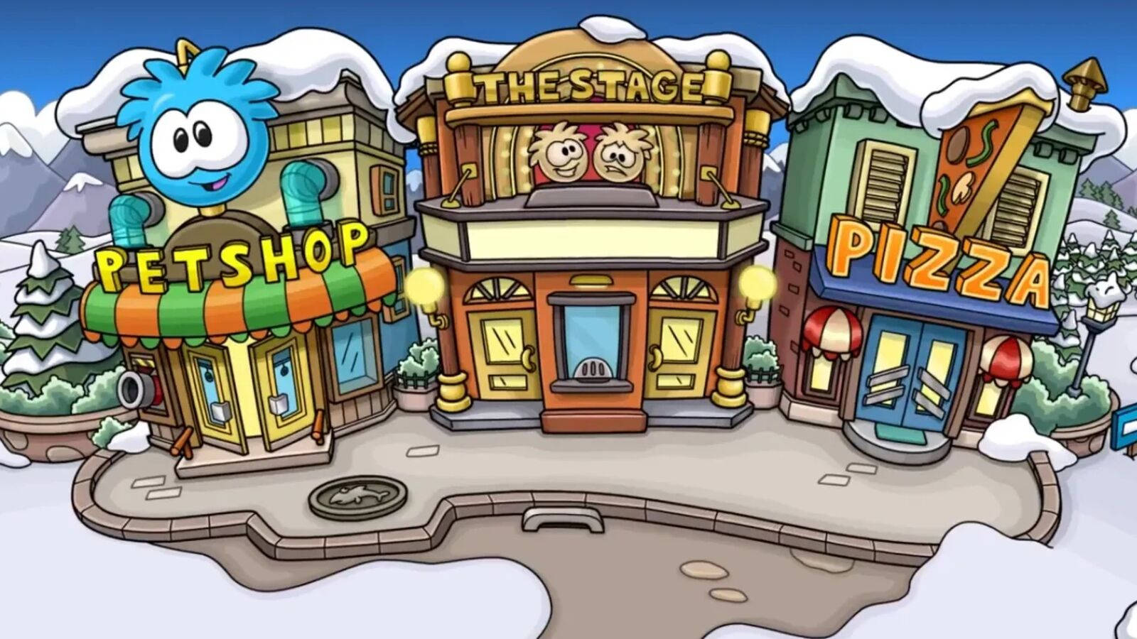 Adorable Club Penguin Village Background