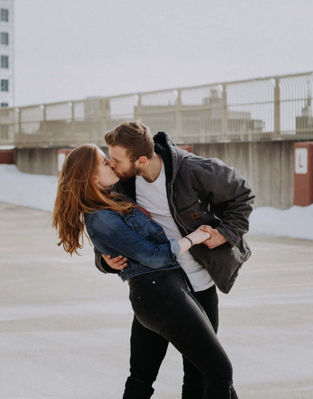 Adorable Couple Kissing Lips