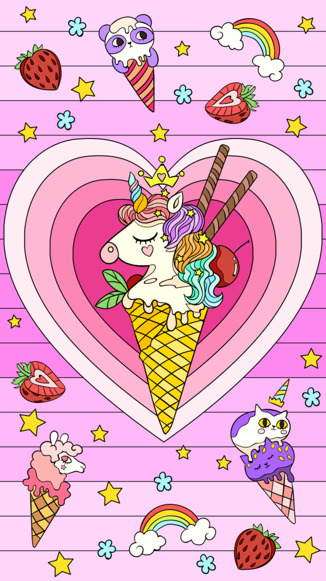 Adorable Cute Unicorn In Magical Forest
