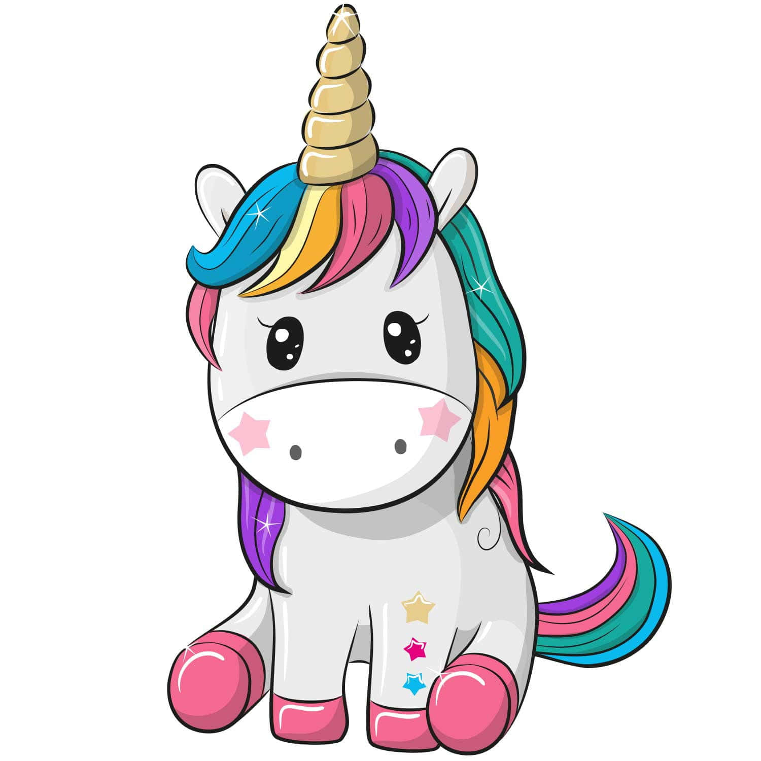 Adorable Cute Unicorn With Sparkling Stars In The Night Sky Background