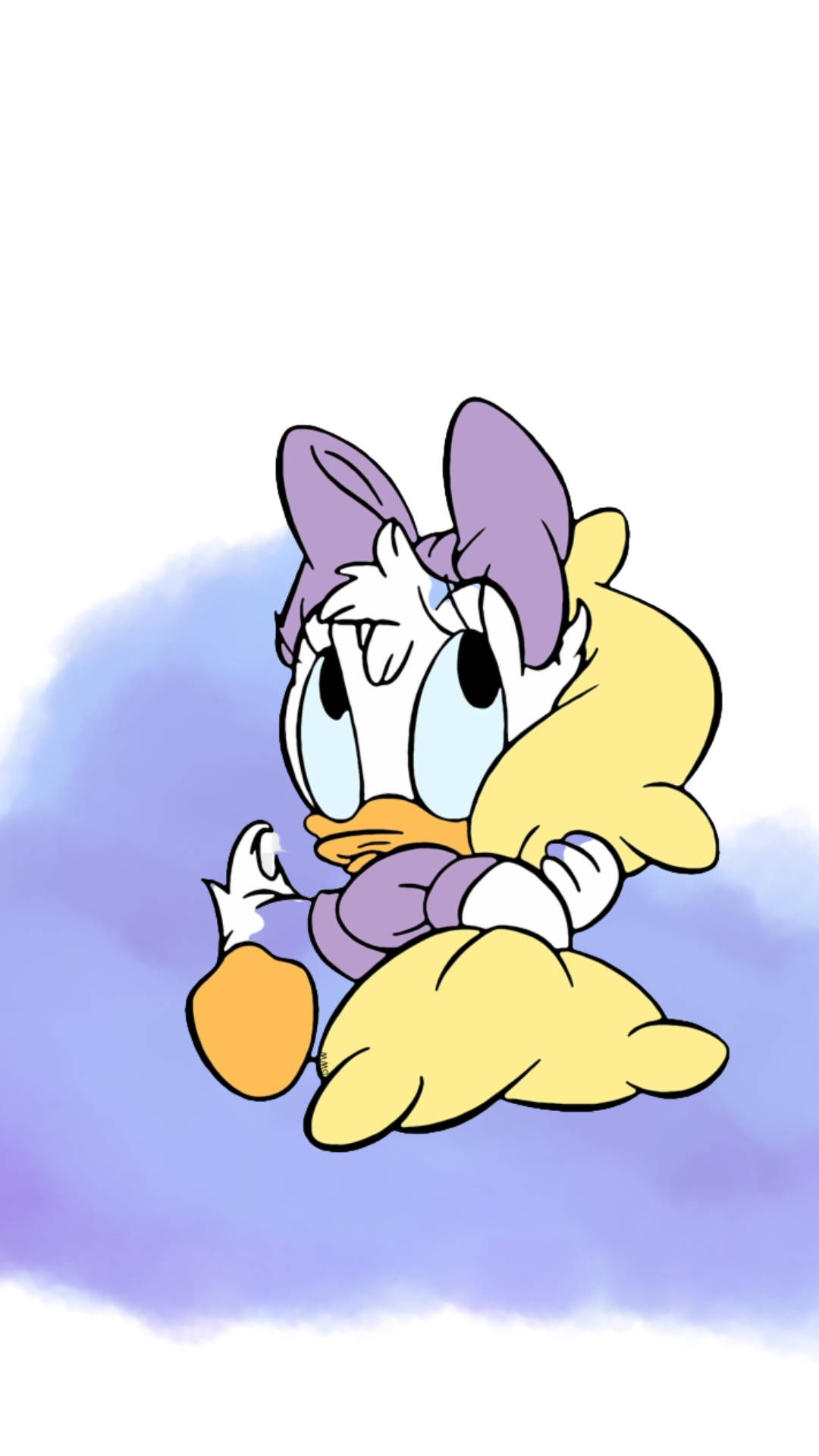 Adorable Daisy Duck In Purple Cloud Background