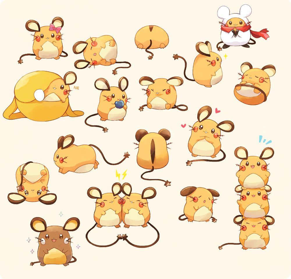 Adorable Dedenne Art Collage — The Electric Fairy Pokémon Of Kalos Region Background