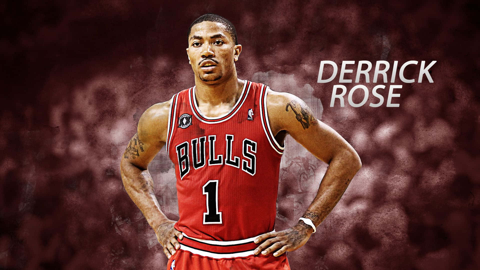 Adorable Derrick Rose Crimson Background Background