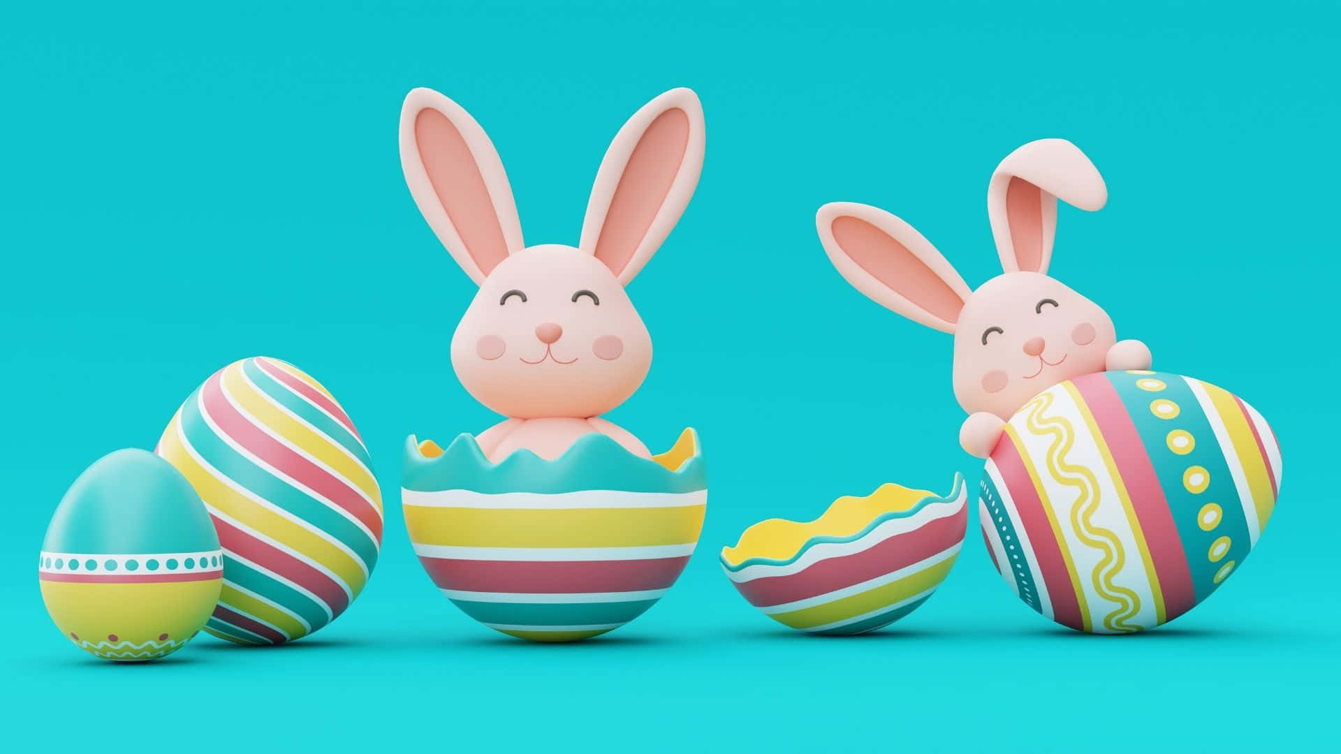 Adorable Easter Bunny Hoping Up Background