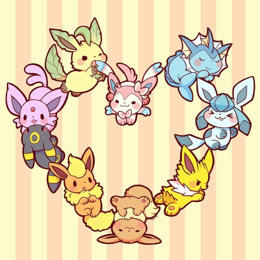 Adorable Eevee In Vibrant Colors Background