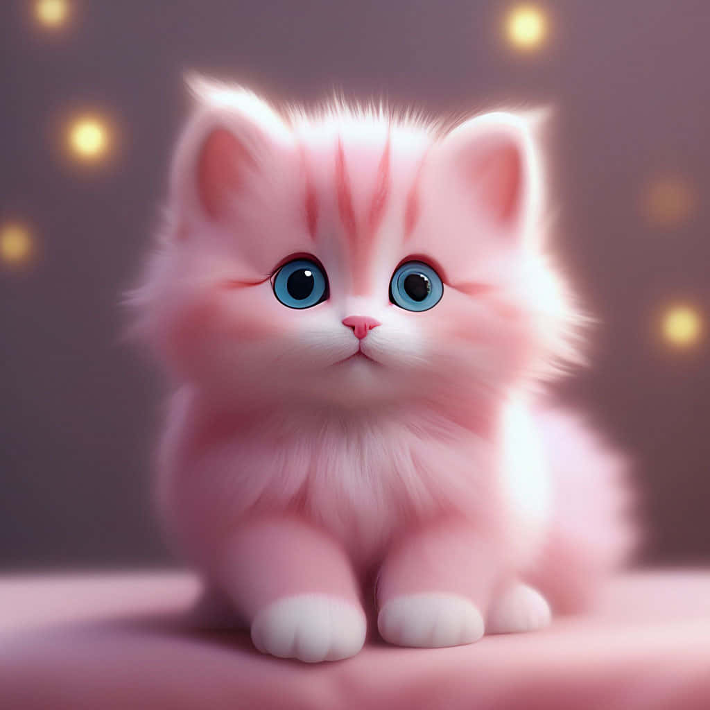 Adorable Fluffy Pink Kitten Background
