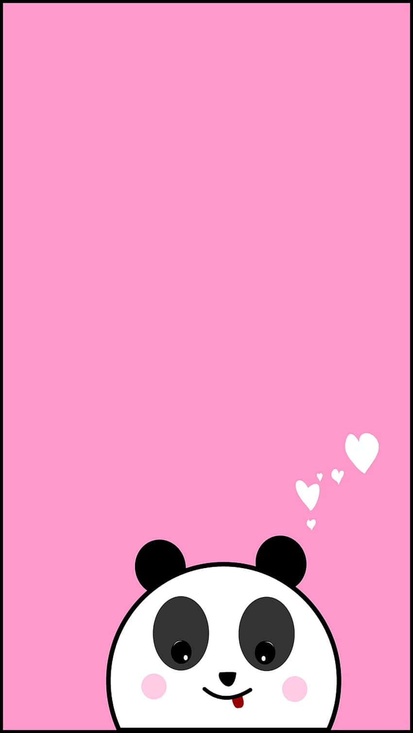 Adorable Girly Cute Panda With Heart Background