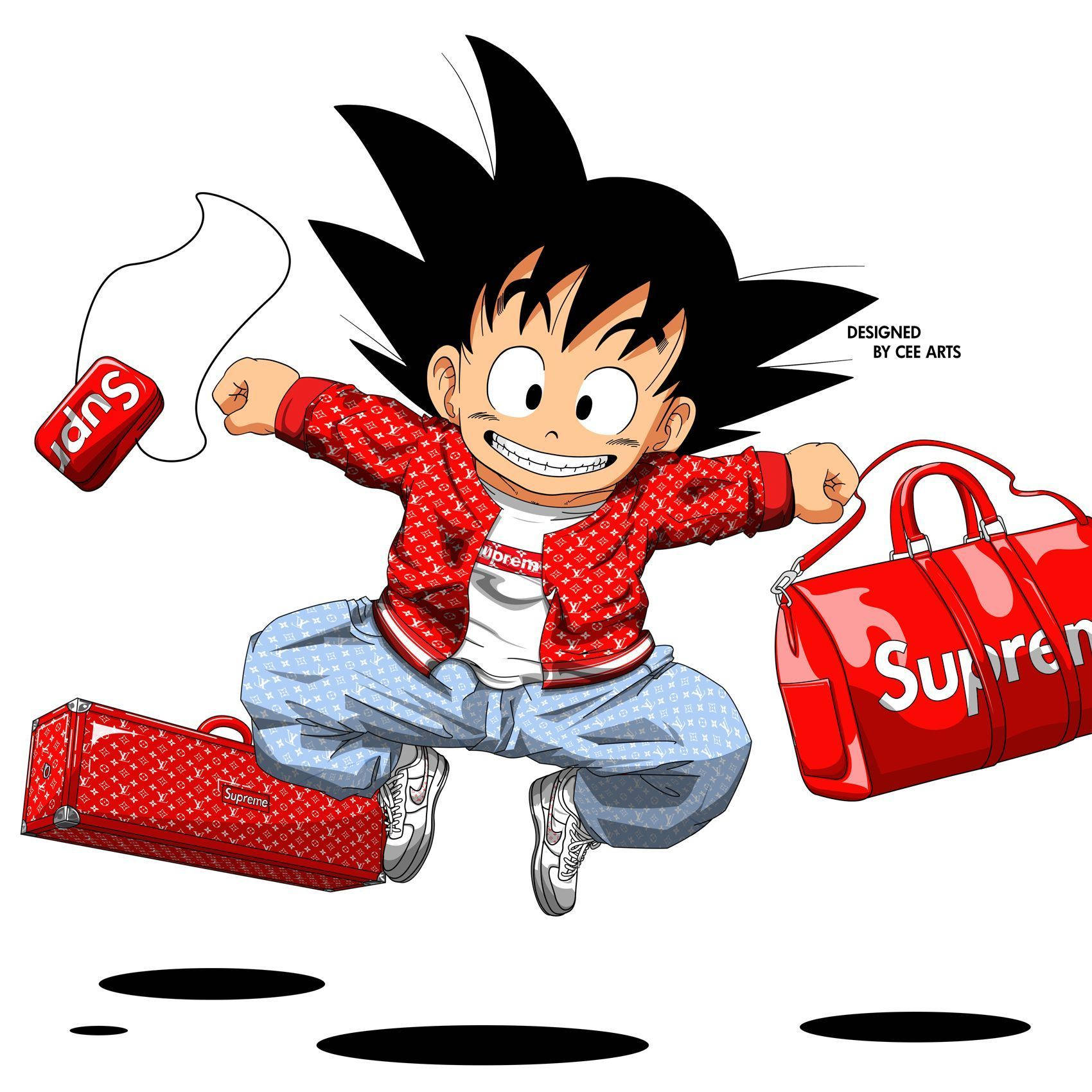 Adorable Goku Swag Pose For Supreme Background