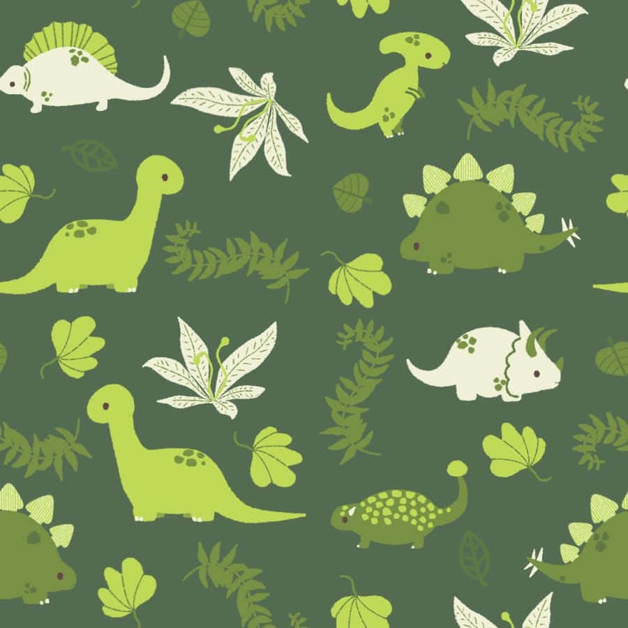 Adorable Green Dinosaur Smiling Background