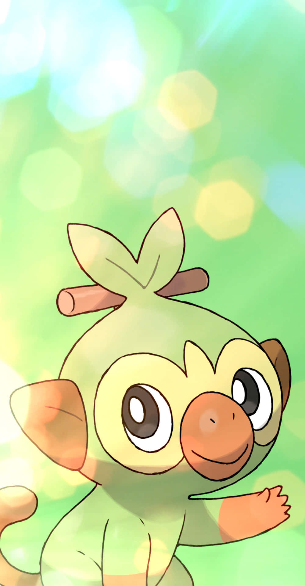 Adorable Grookey: A Grass-type Pokémon In A Natural Setting Background