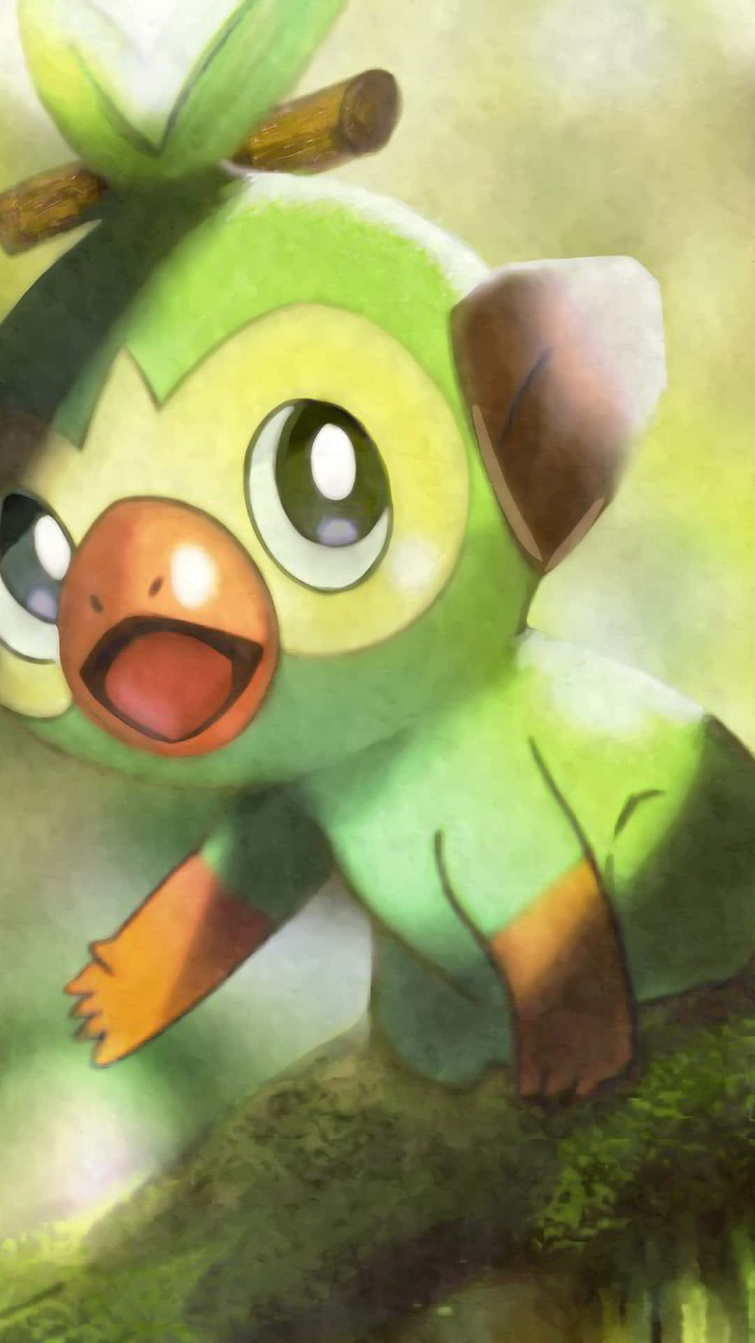 Adorable Grookey, The Grass-type Pokémon, In Vibrant Nature Setting Background