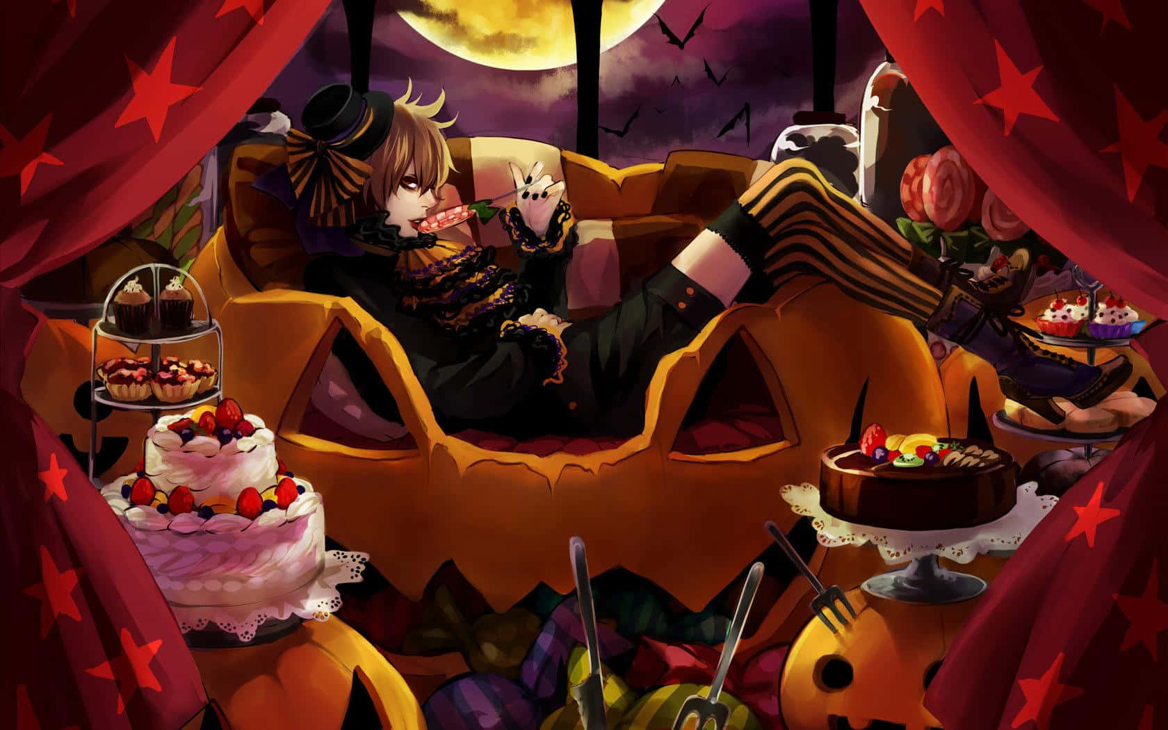 Adorable Halloween Anime Girl Background