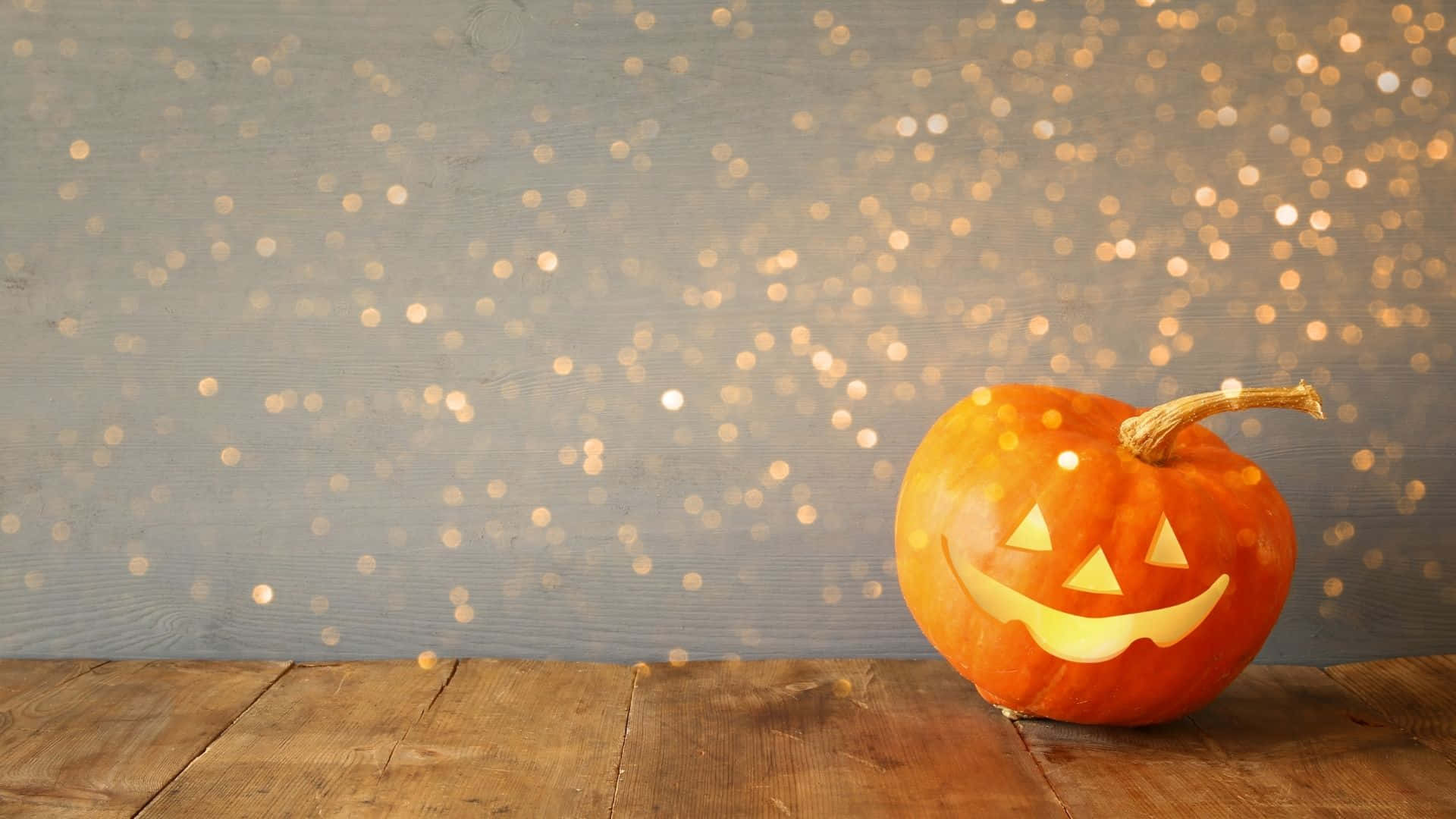 Adorable Halloween Pumpkin On Autumn Leaves Background