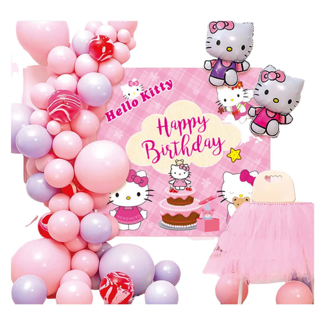 Adorable Hello Kitty Birthday Celebration Background