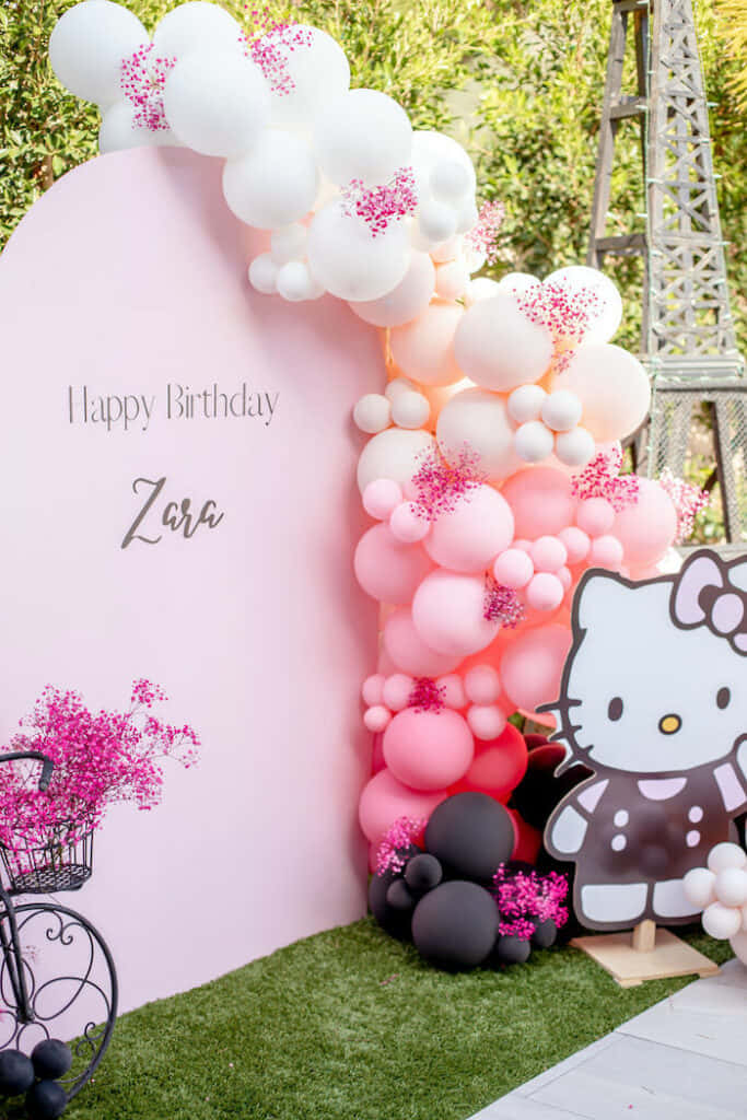 Adorable Hello Kitty Birthday Celebration Theme Background