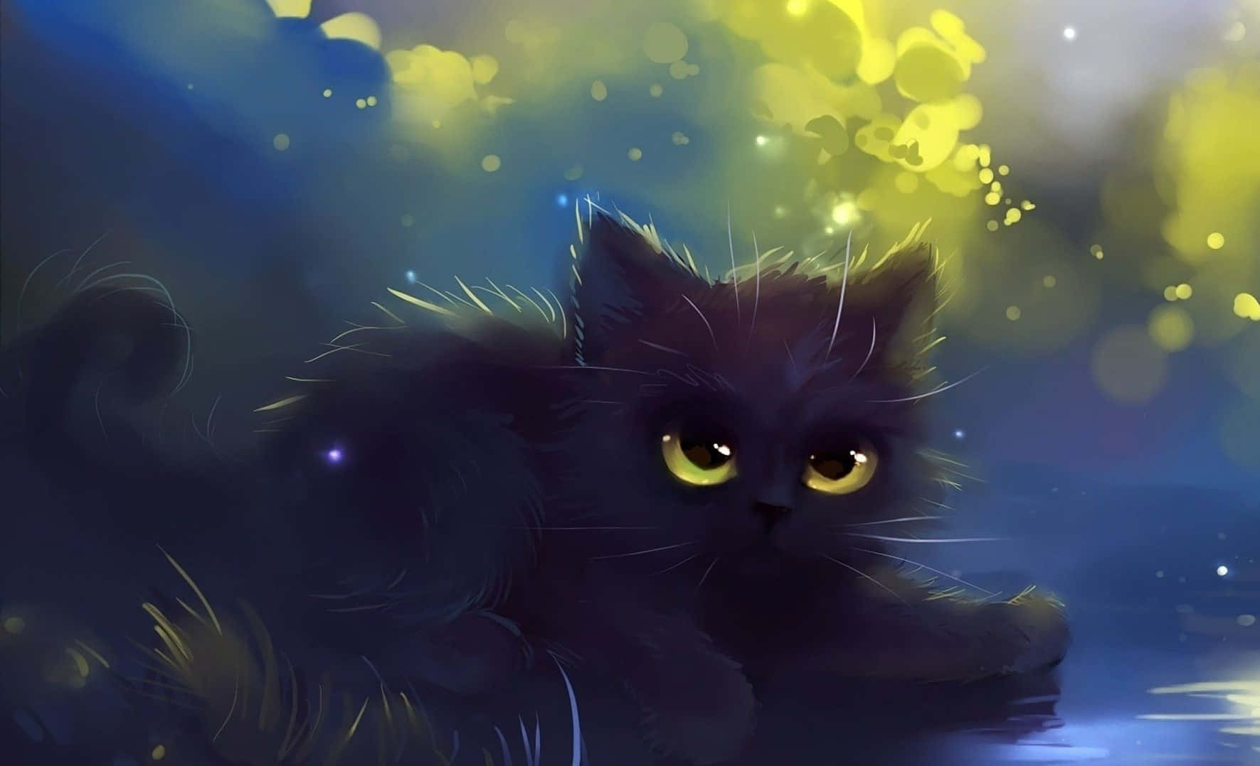 Adorable Kawaii Anime Cat Background