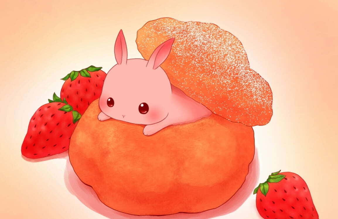 Adorable Kawaii Bunny On A Pastel Background Background