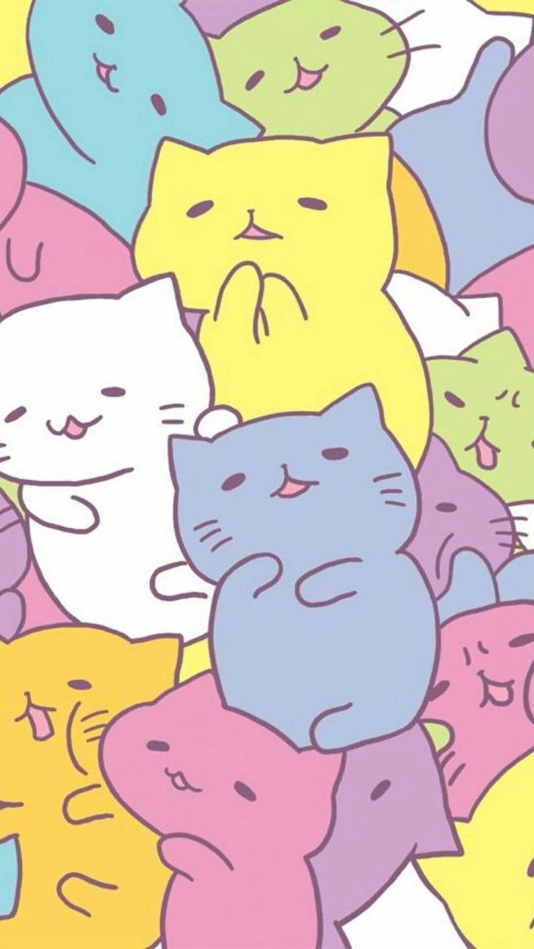 Adorable Kawaii Cat Drawings On Ipad Background