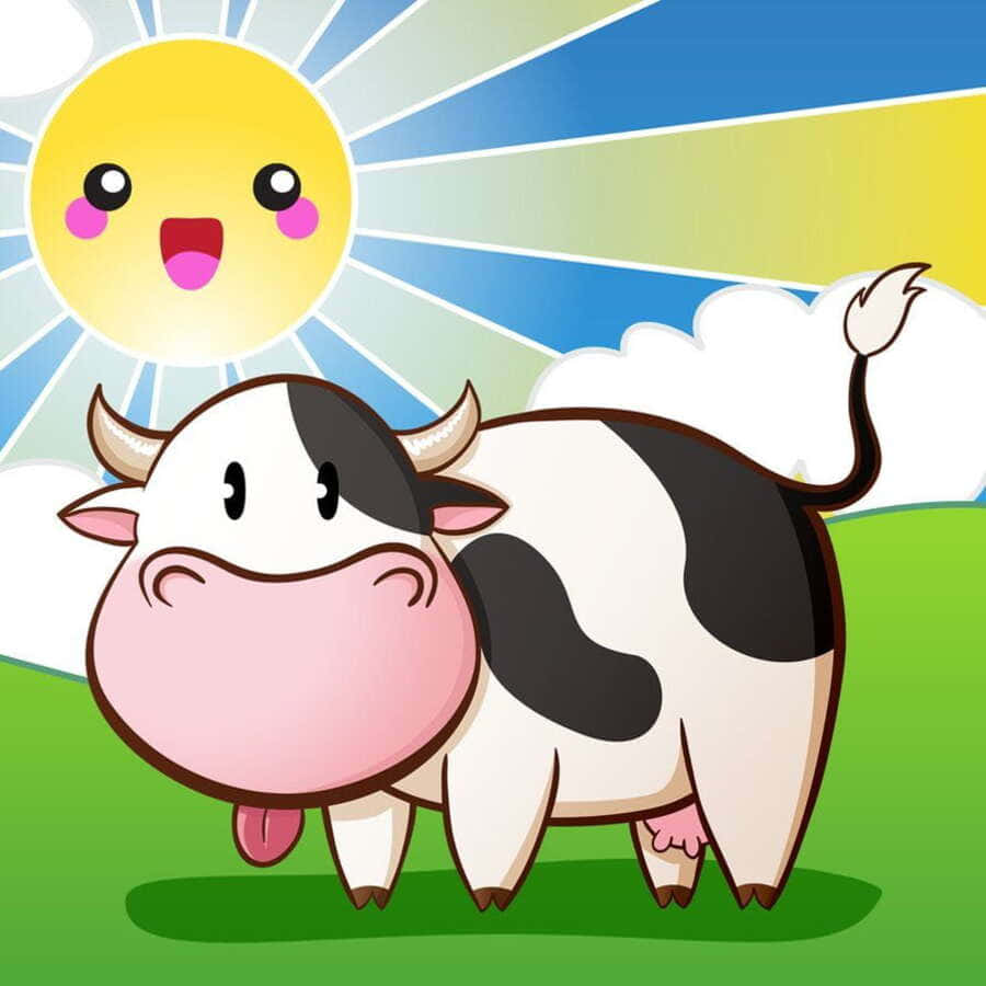 Adorable Kawaii Cow Illustration Background
