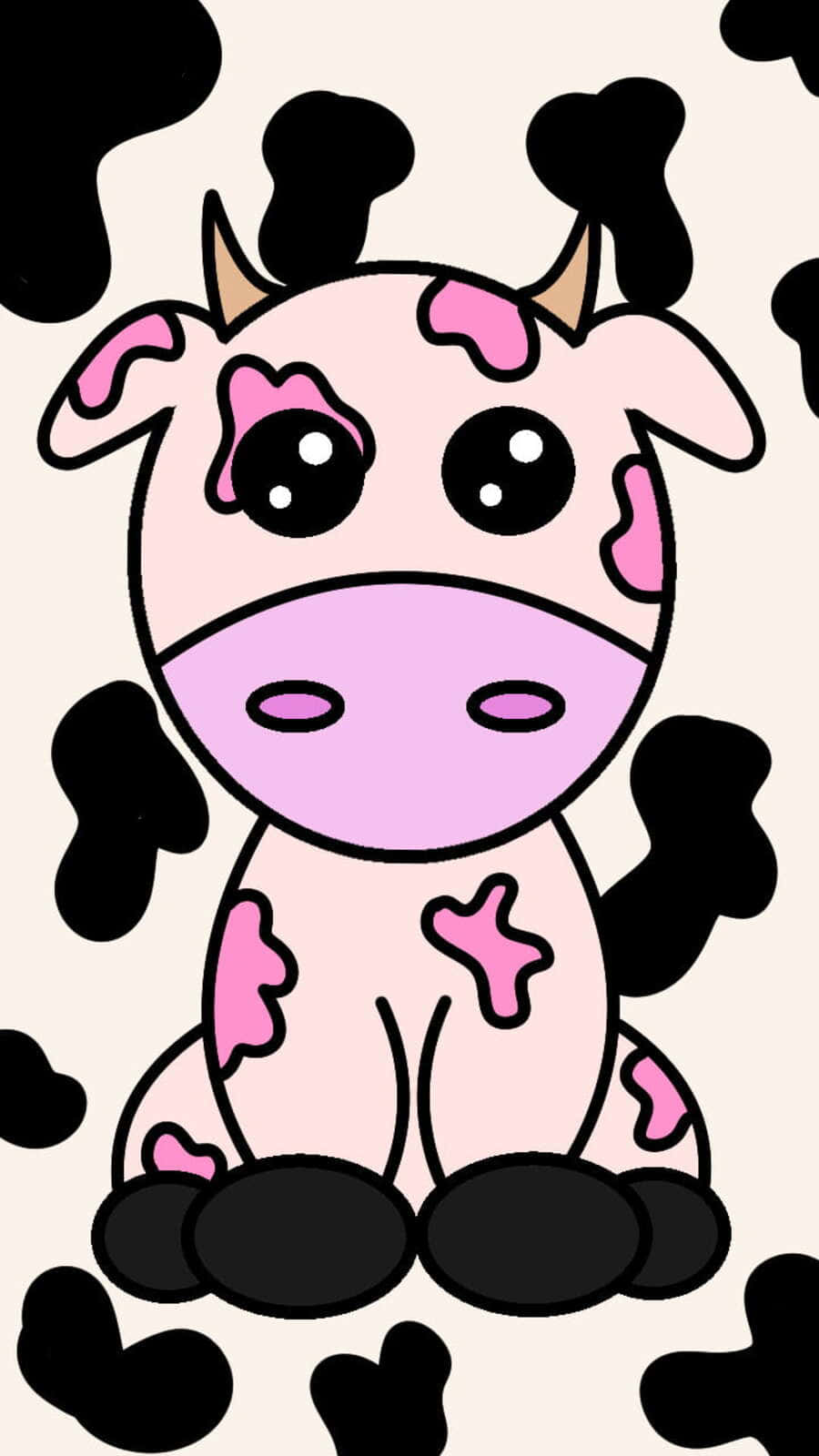 Adorable Kawaii Cow Illustration Background