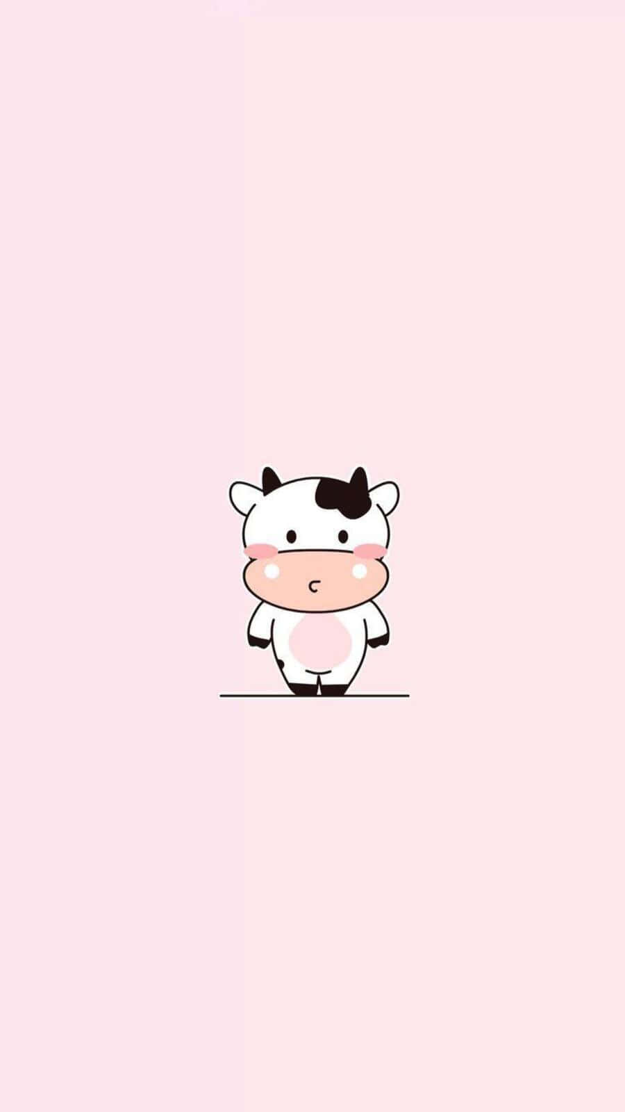 Adorable Kawaii Cow Illustration Background
