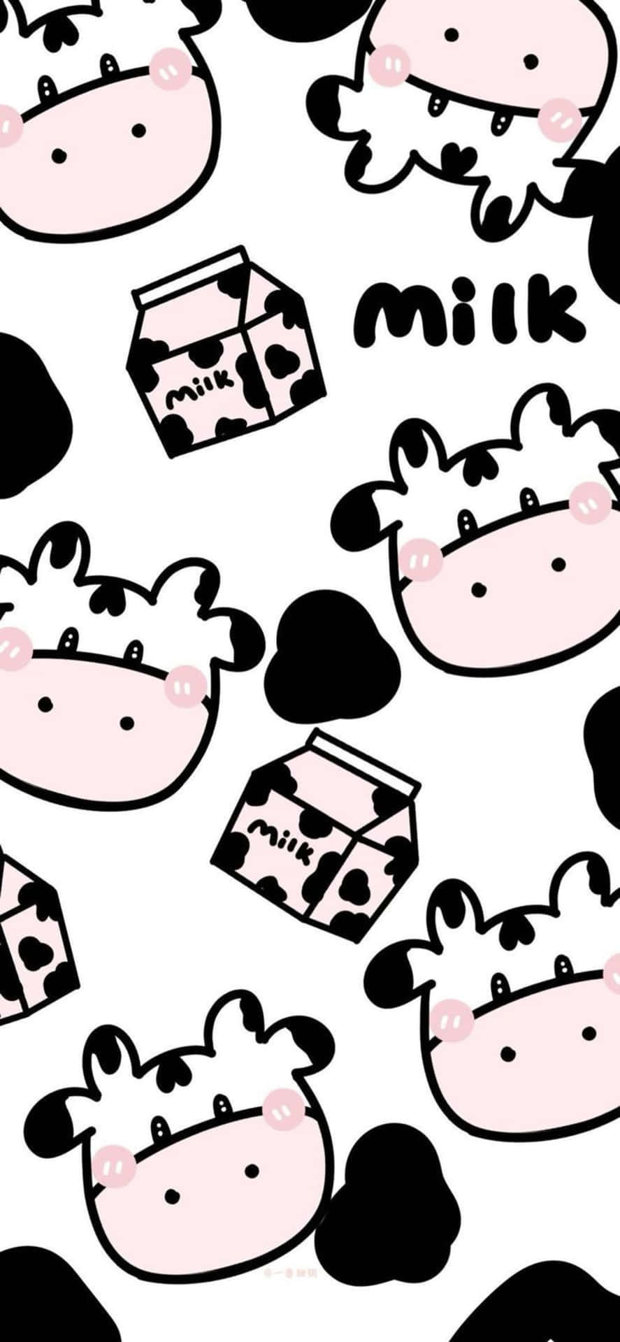 Adorable Kawaii Cow Illustration Background