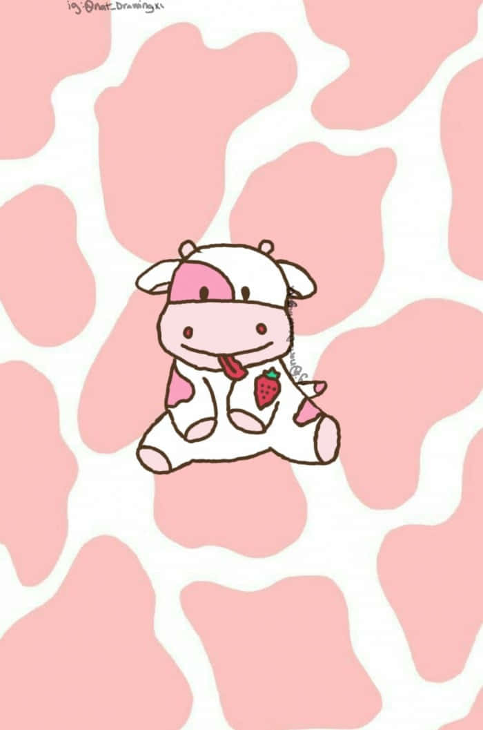 Adorable Kawaii Cow Background