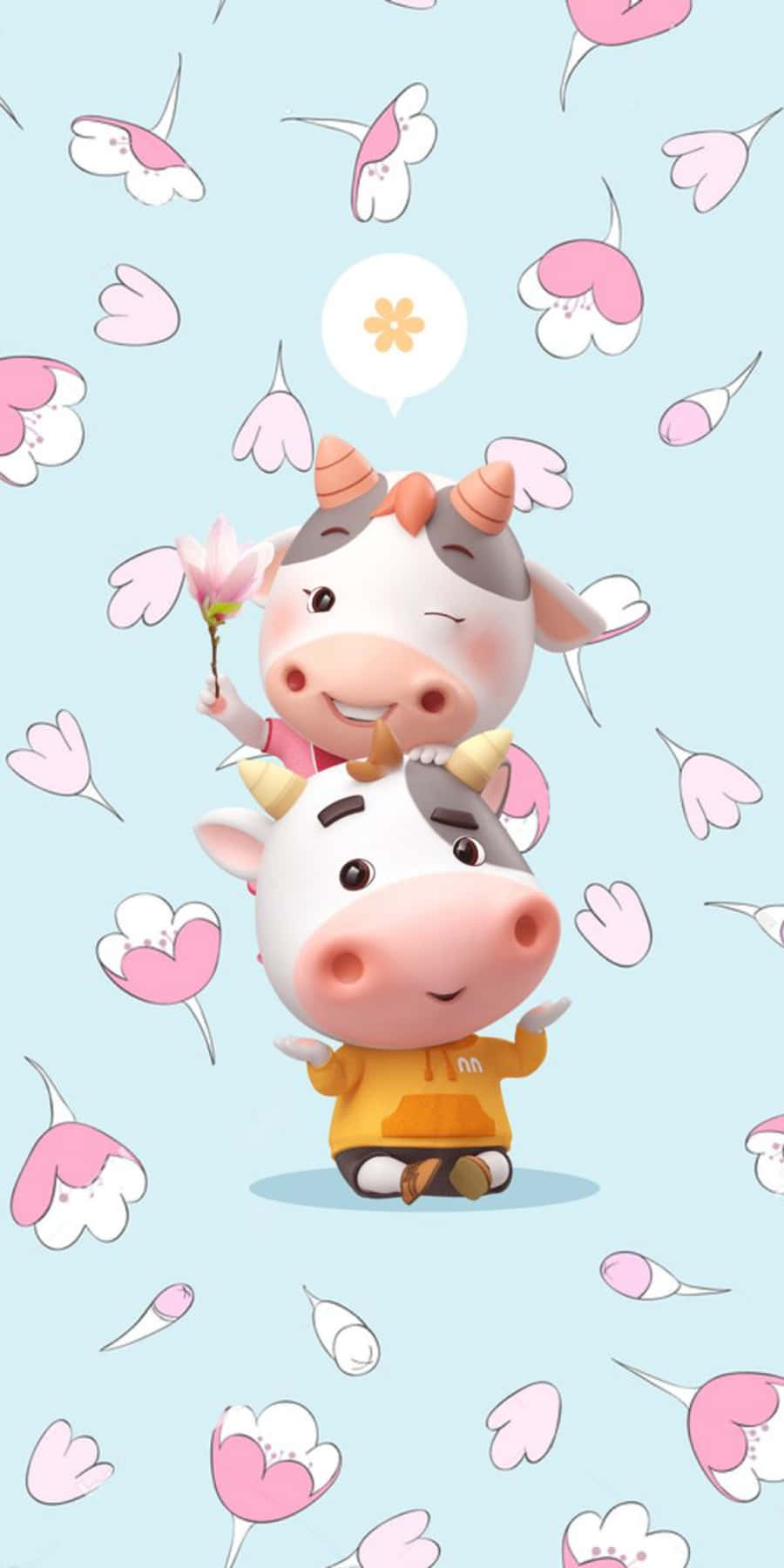 Adorable Kawaii Cow Wallpaper Background