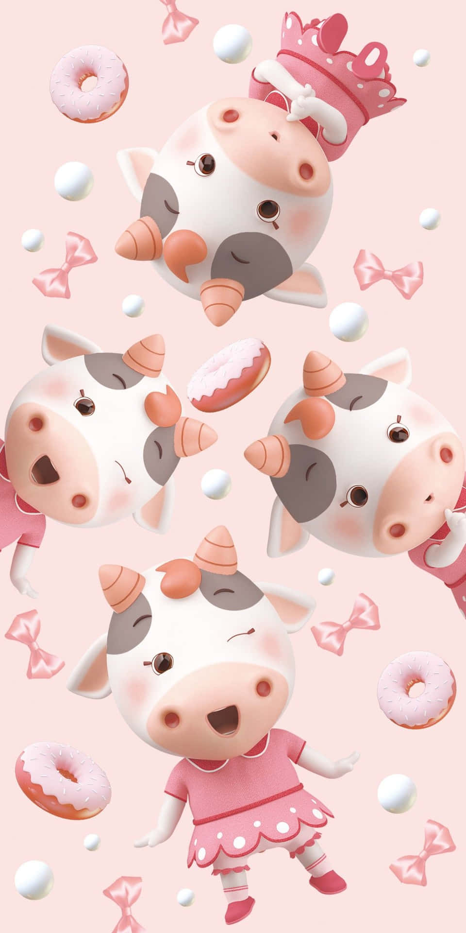 Adorable Kawaii Cute Cow Illustration Background