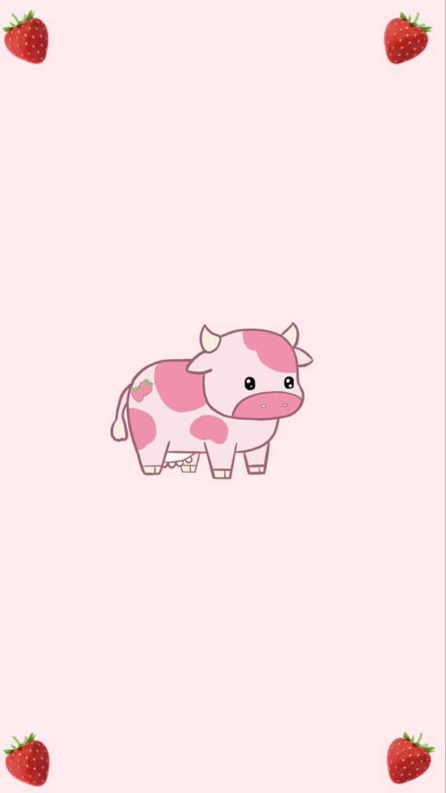 Adorable Kawaii Cute Cow Illustration