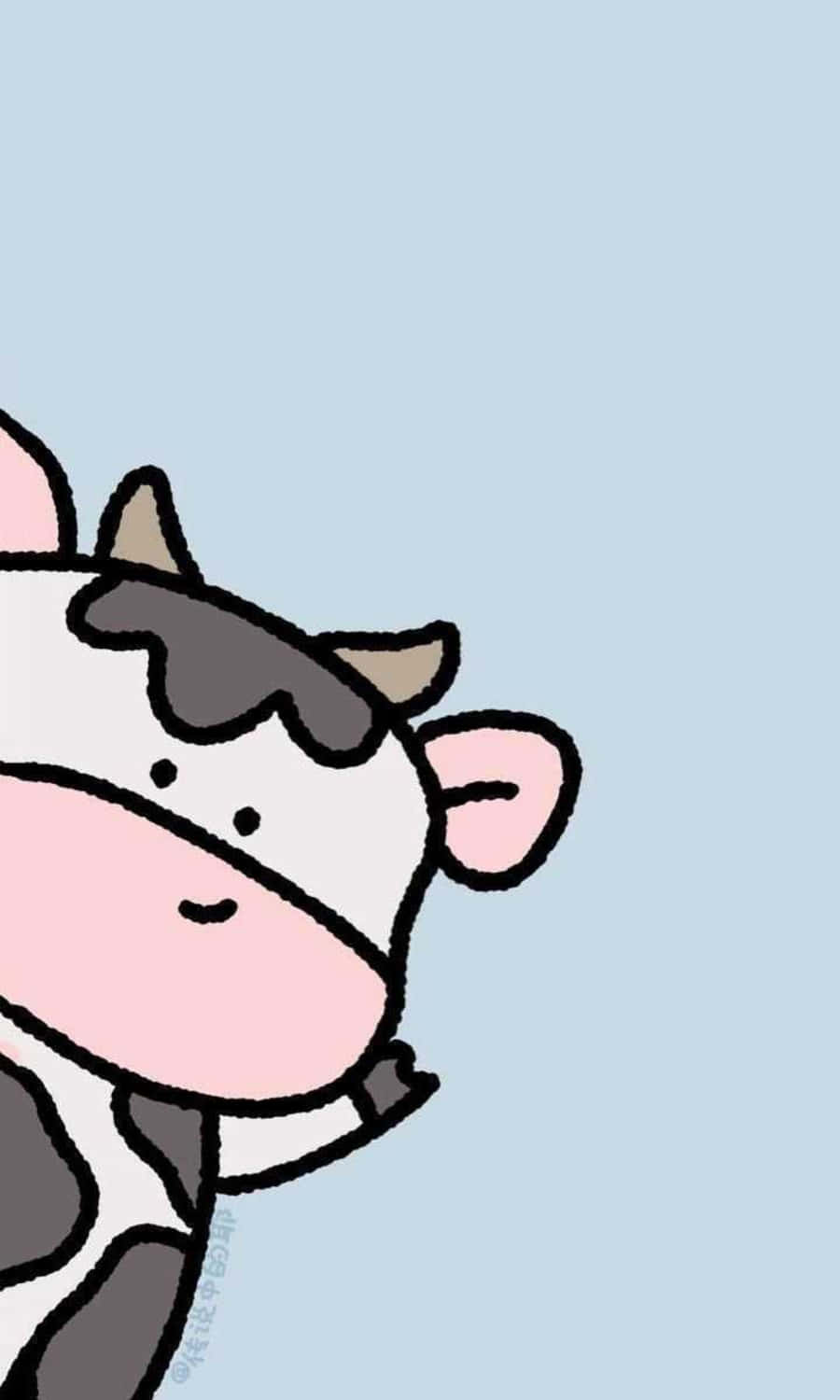 Adorable Kawaii Cute Cow Illustration Background