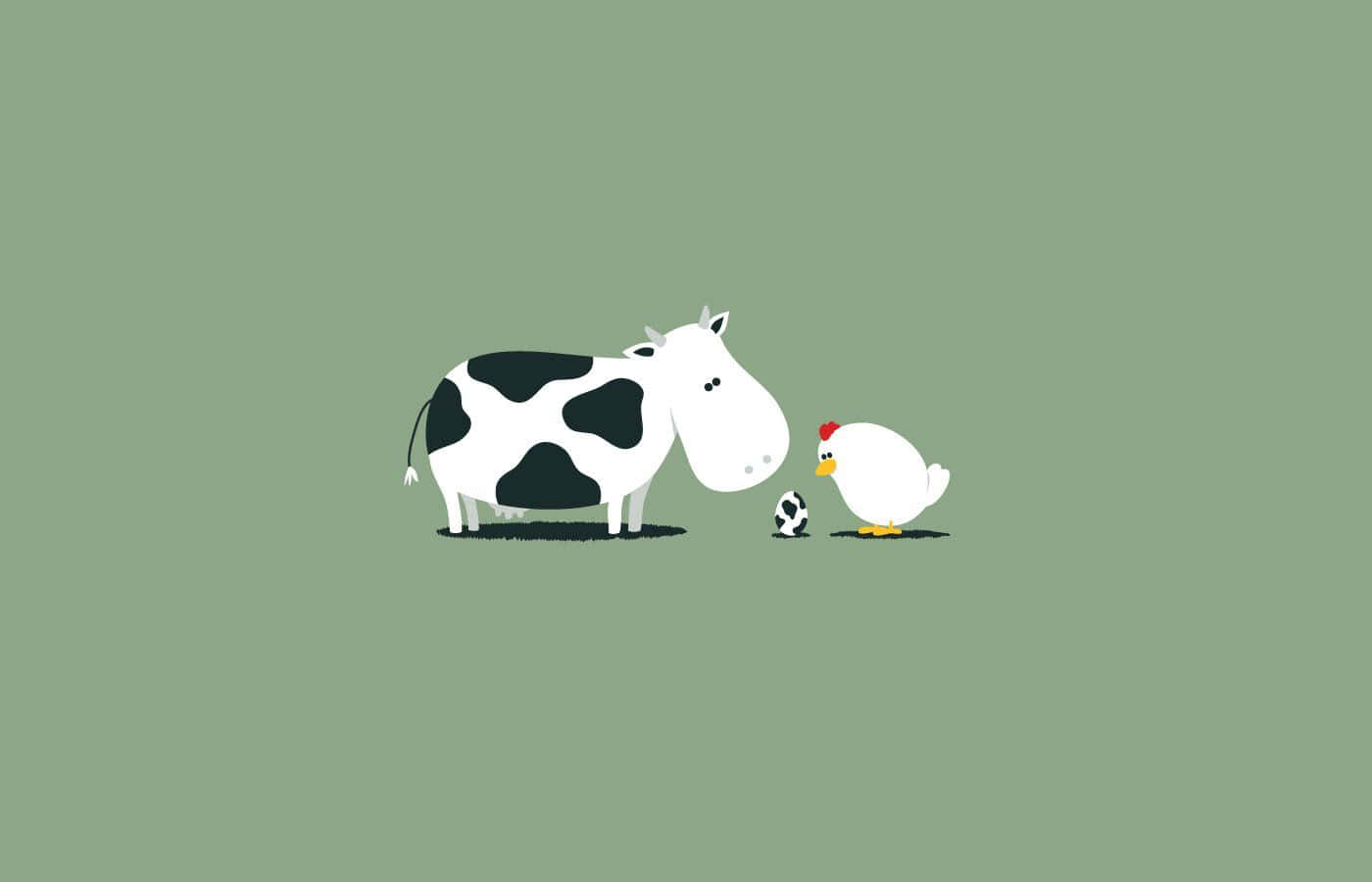 Adorable Kawaii Cute Cow Illustration Background