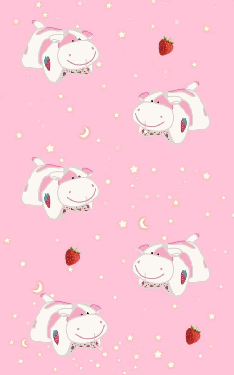 Adorable Kawaii Cute Cow Illustration Background