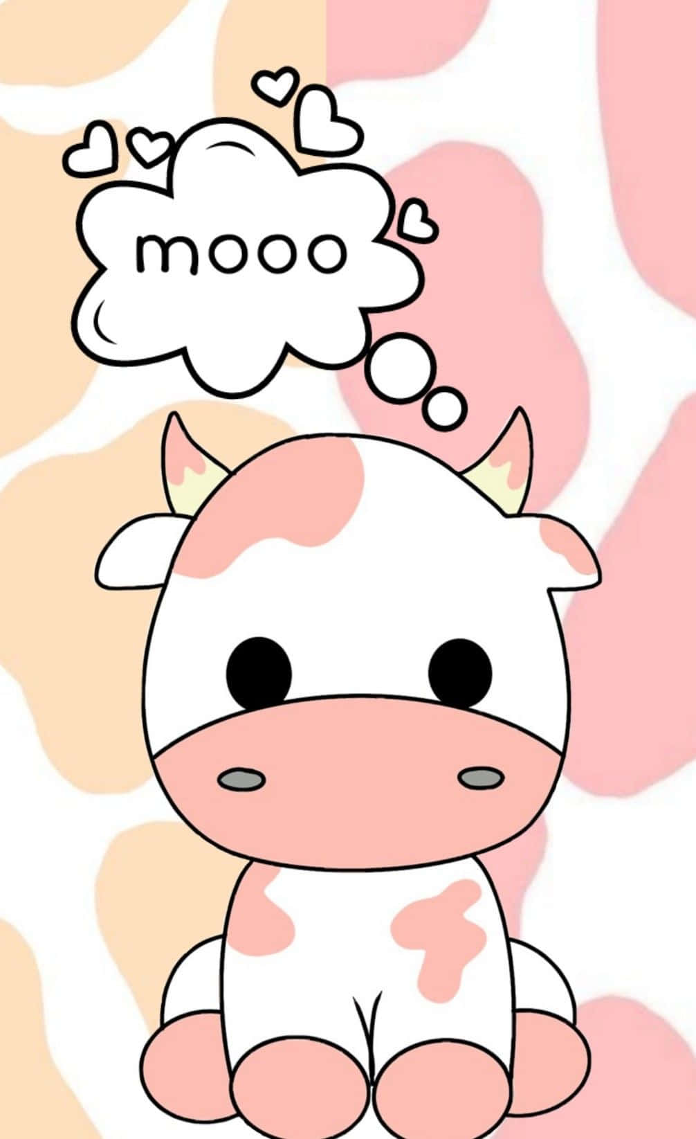 Adorable Kawaii Cute Cow Illustration Background