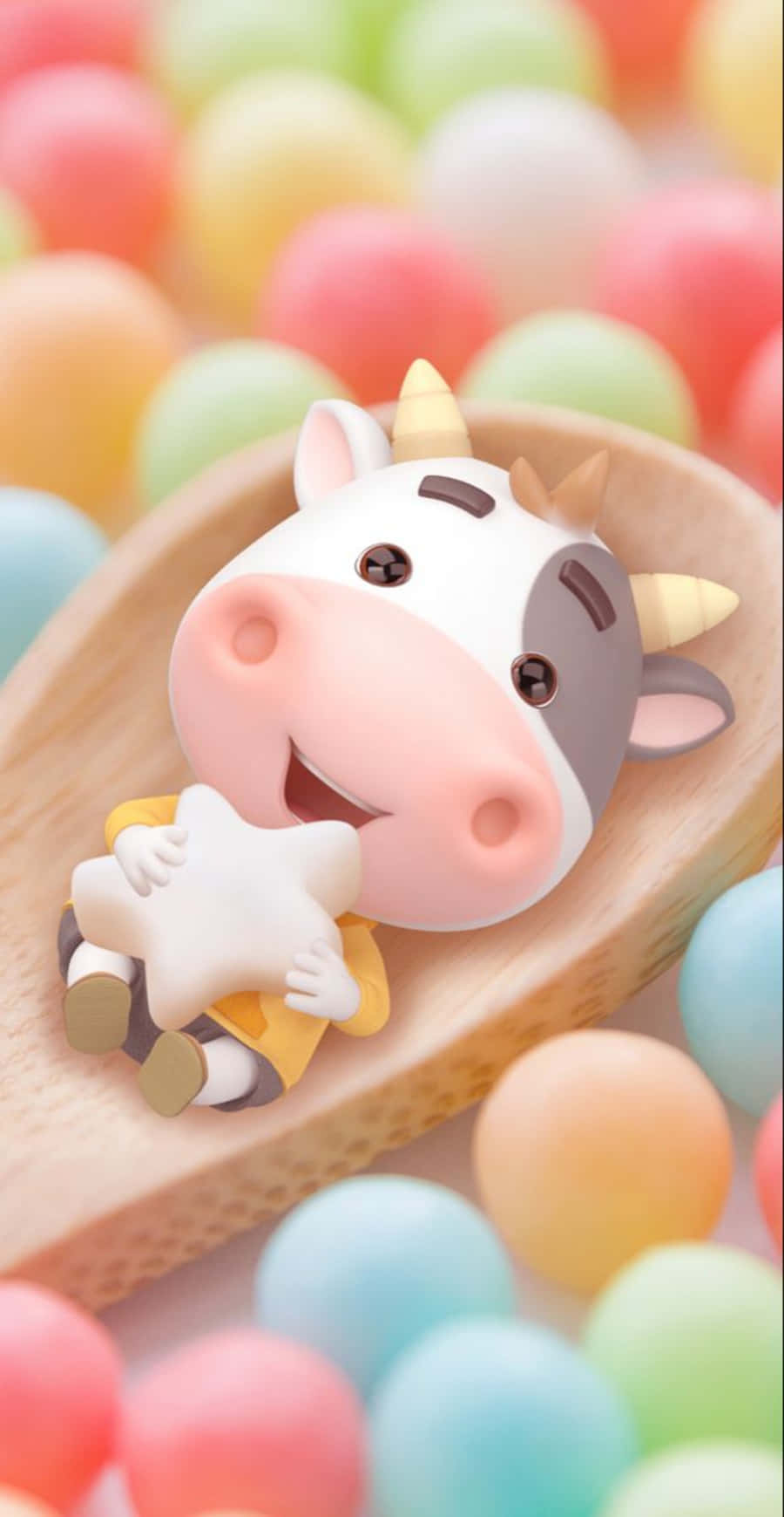 Adorable Kawaii Cute Cow Illustration Background