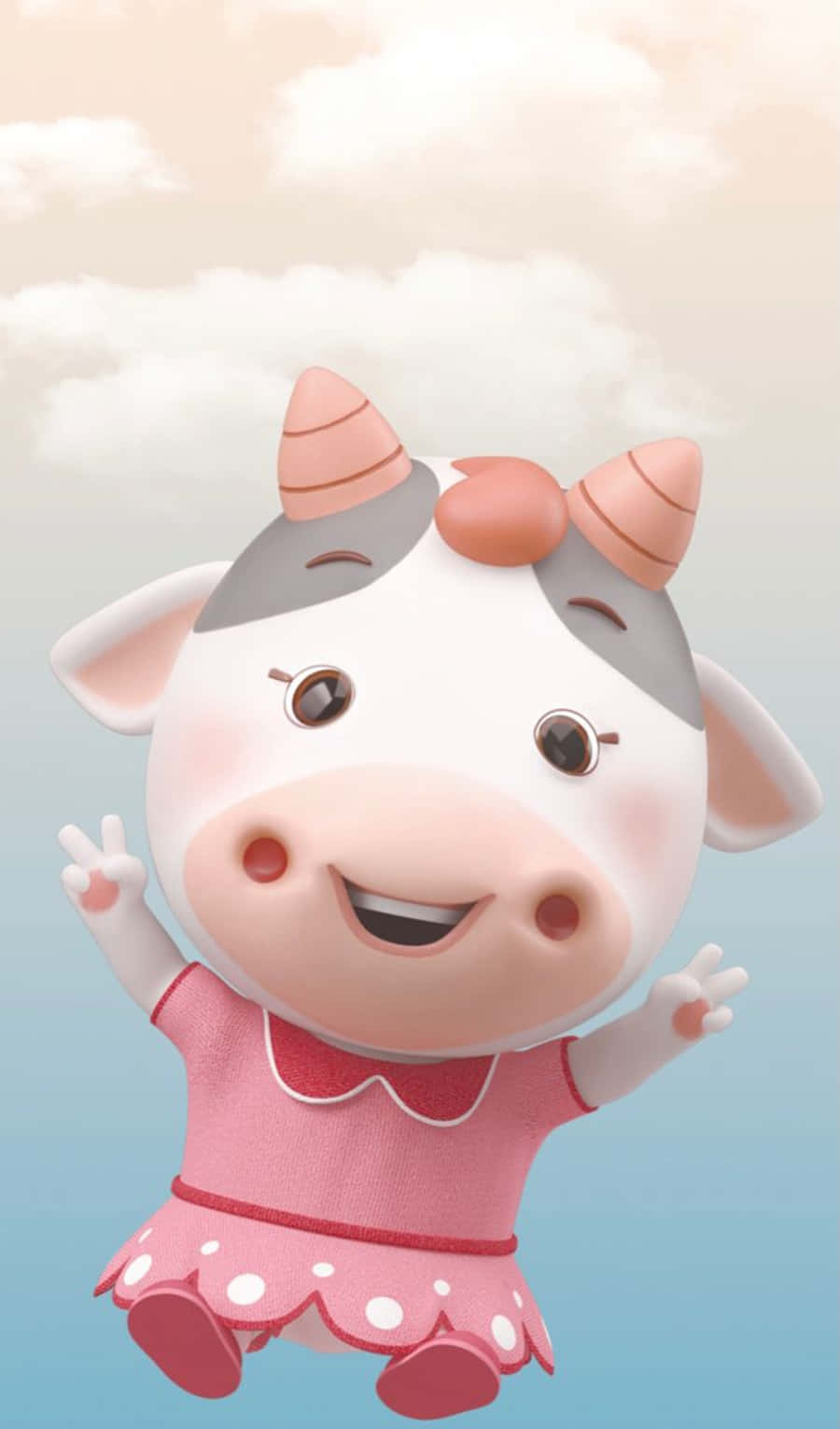 Adorable Kawaii Cute Cow Illustration Background