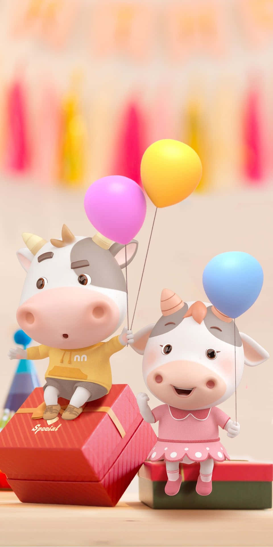 Adorable Kawaii Cute Cow Illustration Background