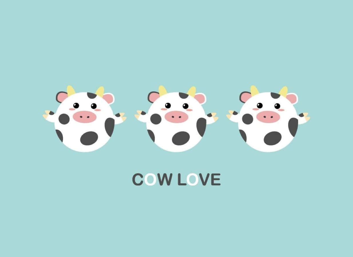 Adorable Kawaii Cute Cow In A Pasture Background